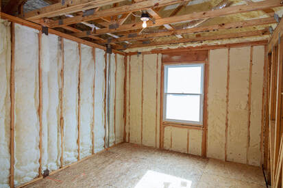 Interior wall foam insulation completed. 
